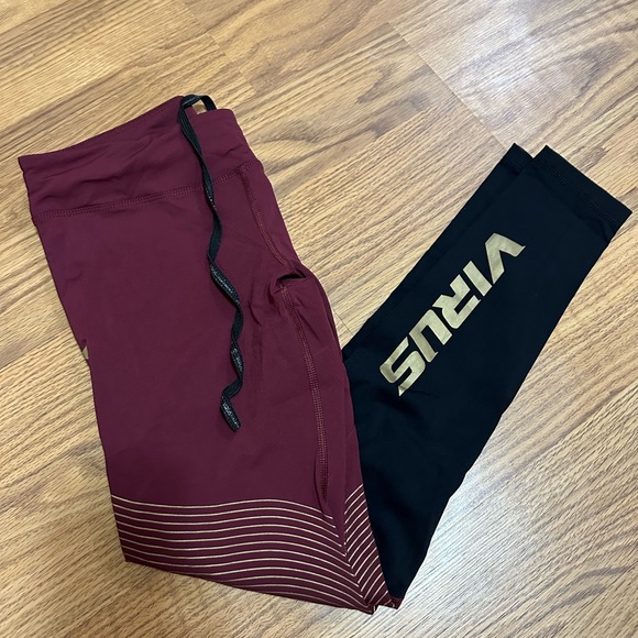 Virus // Performance Compression Leggings size Medium (red/black/gold) - Picture 1 of 4